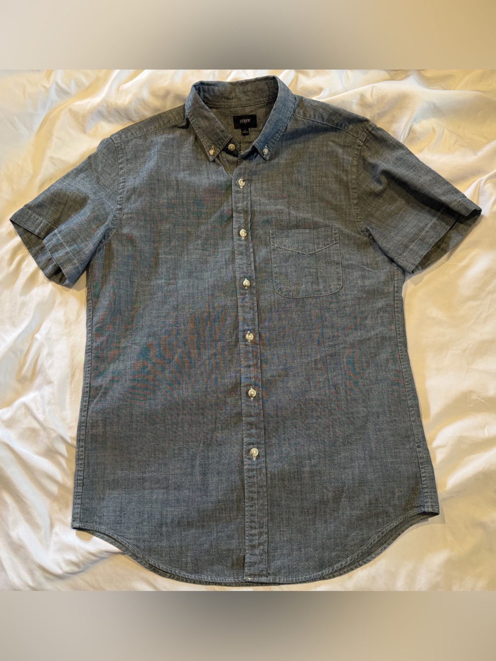 J. Crew Blue Chambray Button-Up Top Small